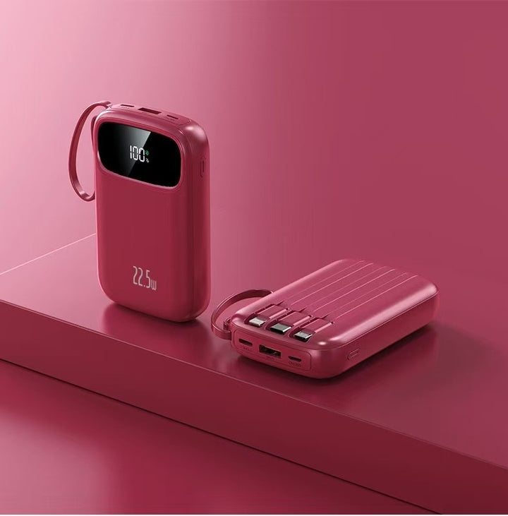 Powerbank mit integriertem Ladekabel und Digitalanzeige Skanto