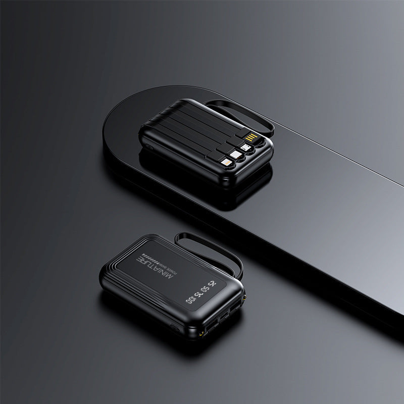 Praktische Powerbank mit kabellosem Schnellladen und integriertem Kabelsystem Skanto