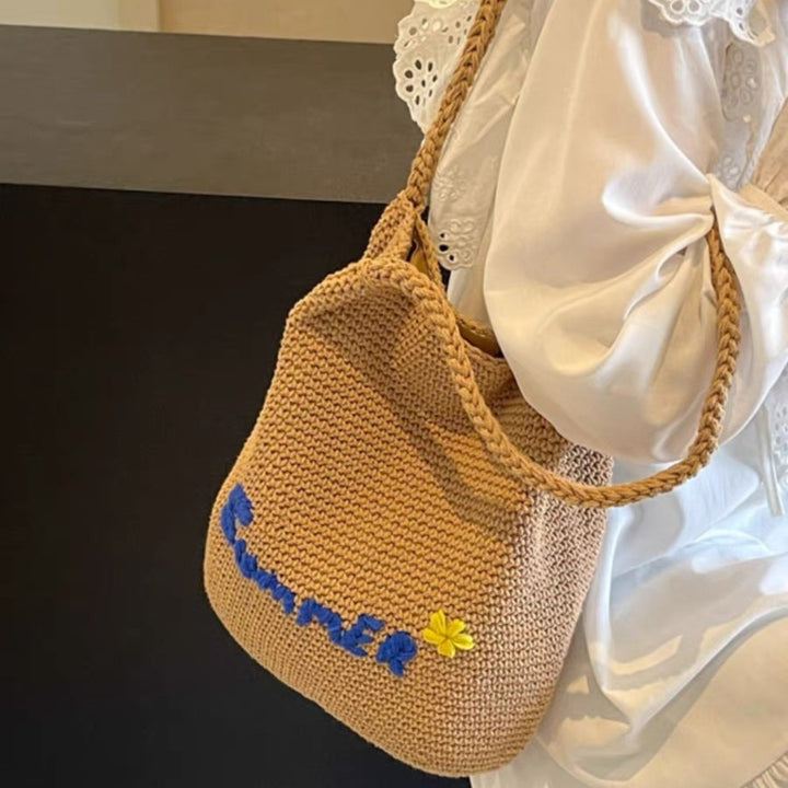 Handgemachte Baumwolltasche mit hellem Sommermotiv Skanto