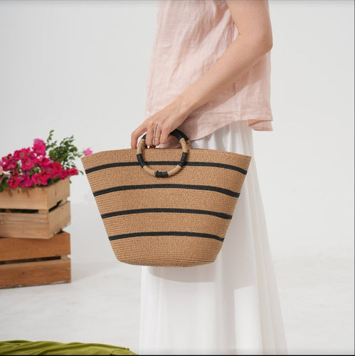 Elegante Strohtasche mit Rundgriff Skanto
