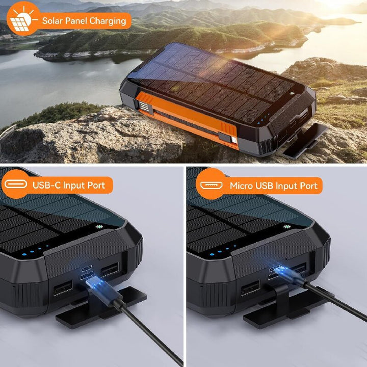 Robuste Solar-Powerbank mit multifunktionalem Ladeanschluss Skanto