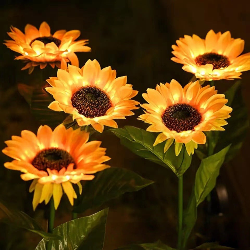 Solarbetriebene Outdoor-Gartensteckerleuchten mit realistischen Sonnenblumen und wasserdichtem Solarregler Skanto