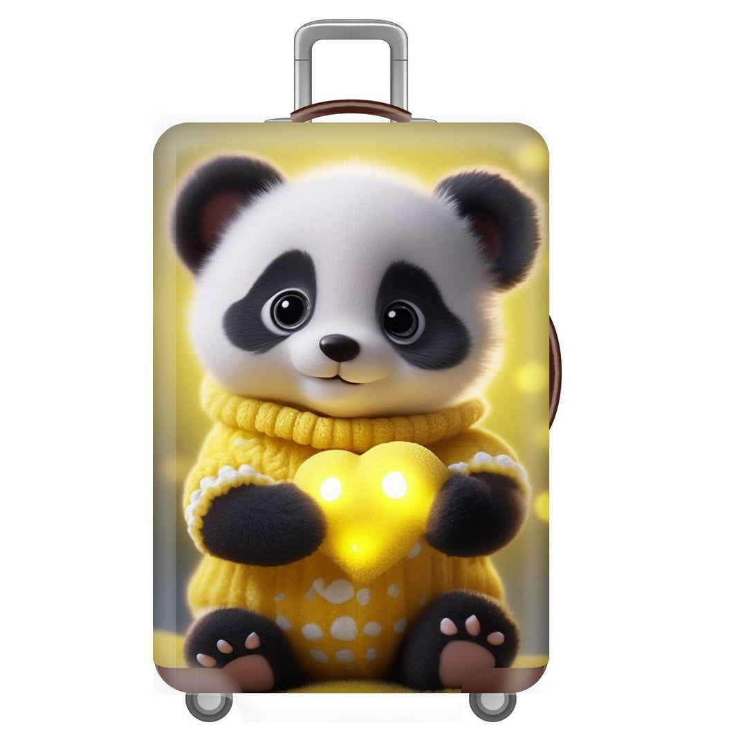 Unisexer nicht-elastischer Kofferbezug für Hartschalen-Trolley mit niedlichem Panda-Motiv, elastische Schutzhülle mit Griff- und Radausschnitten Skanto