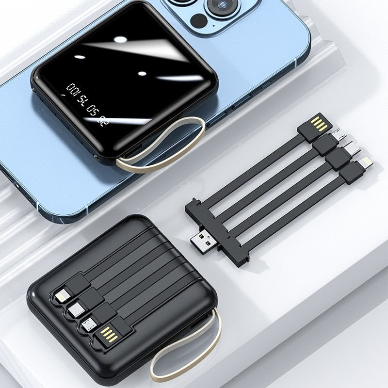 Kompakte Powerbank mit integriertem Multifunktionsanschluss und Digitalanzeige Skanto