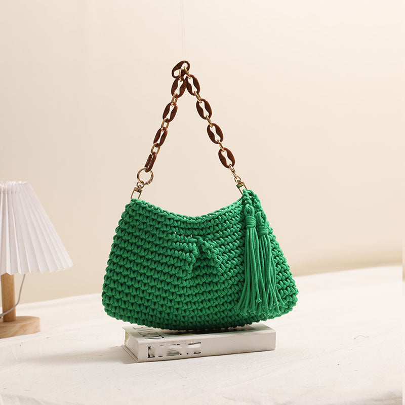 Handgemachte Makramee-Tasche mit stilvollen Fransen Skanto