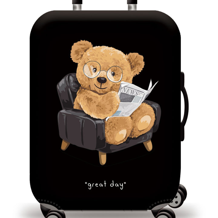Skanto Unisex Kinder-Trolley-Koffer mit niedlichem Teddybär-Design, Hartschale, Teleskopgriff und vier drehbaren Rollen Skanto