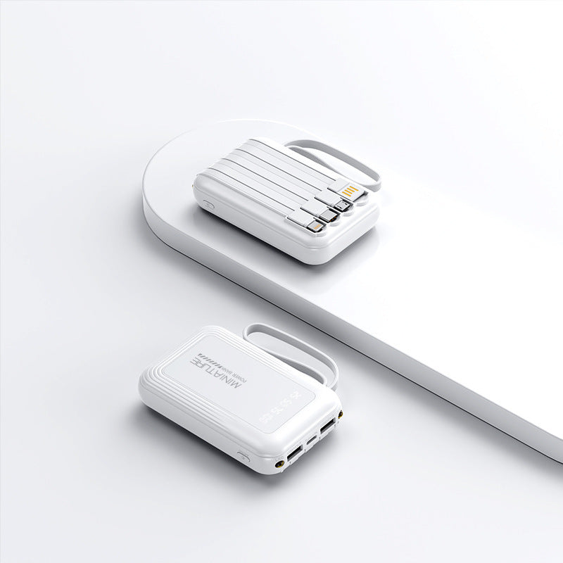 Praktische Powerbank mit kabellosem Schnellladen und integriertem Kabelsystem Skanto