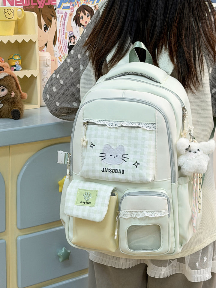 Anime-inspirierter Schulrucksack mit Katzenmotiv