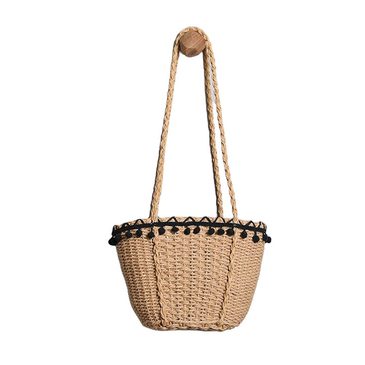 Schöne Strandtasche mit Pompons Skanto