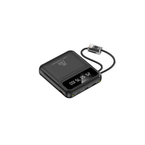 Tragbare Powerbank mit integriertem Ladekabel und Digitalanzeige Skanto