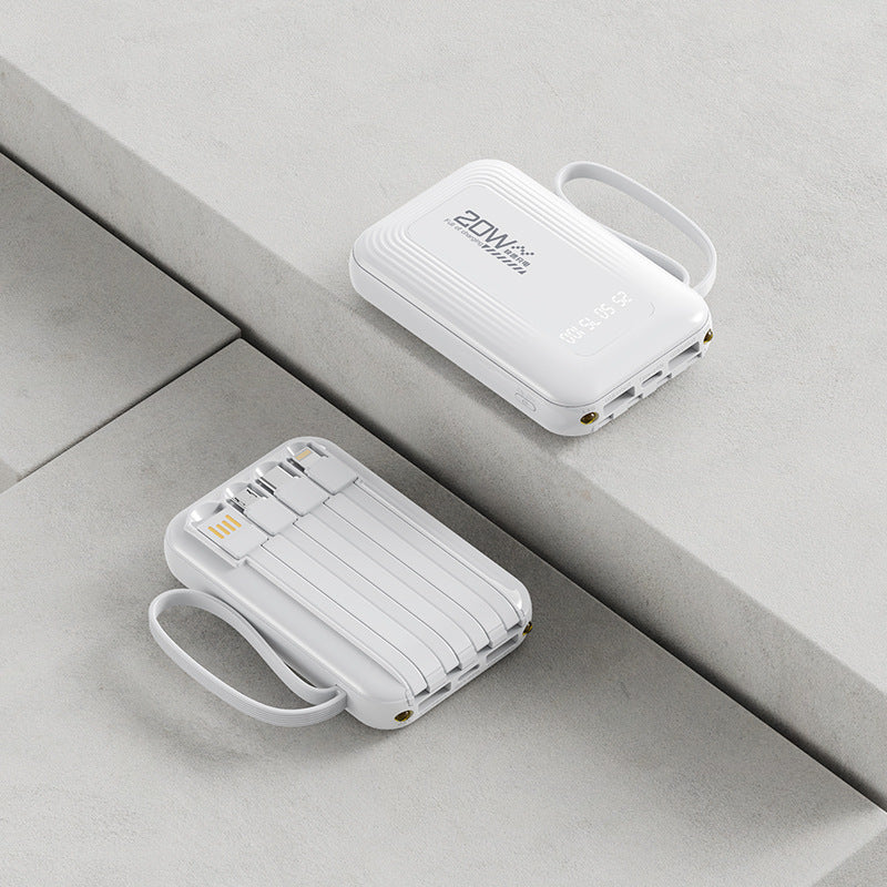 Tragbare Powerbank mit integriertem Kabelsystem und LED-Anzeige Skanto