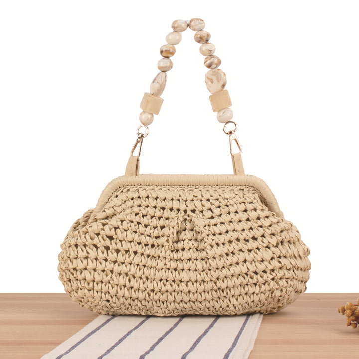Korbtasche mit eleganten Holzdetails Skanto