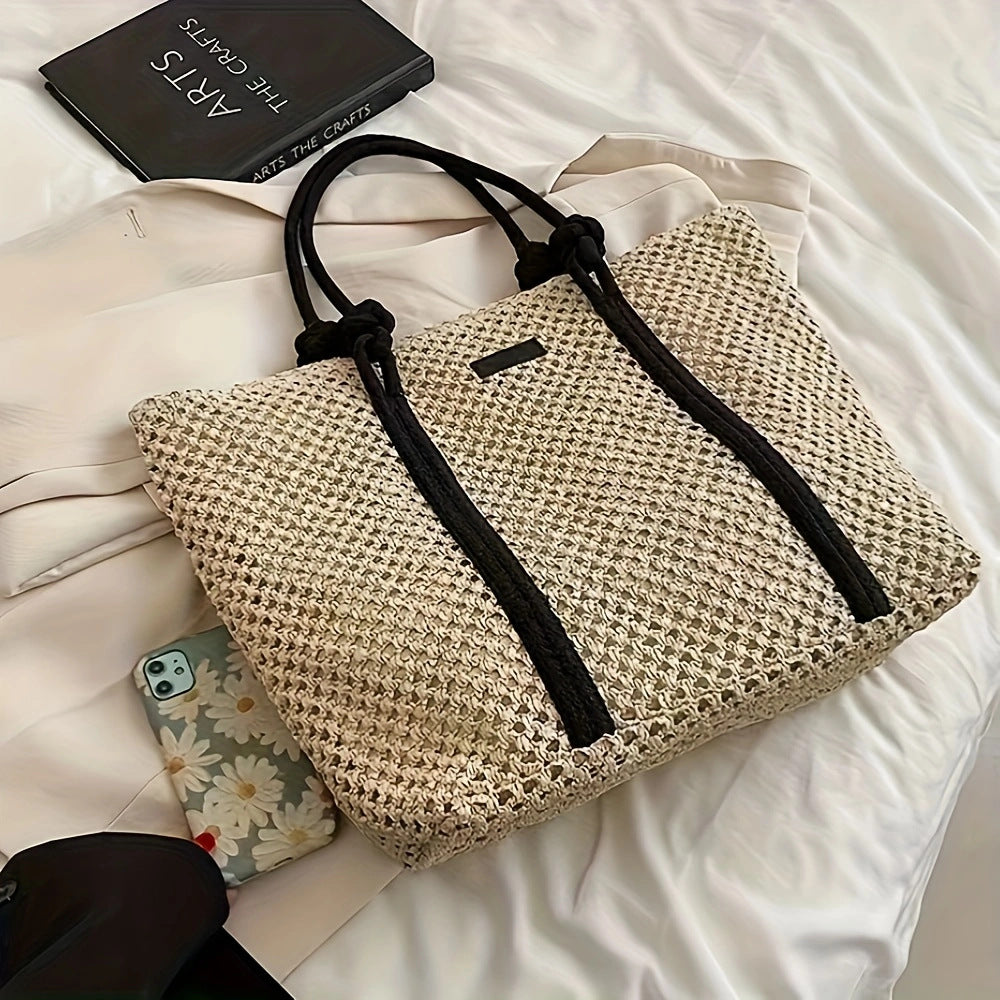 Strandtasche aus handgewebtem Naturmaterial mit stabilen Griffen Skanto