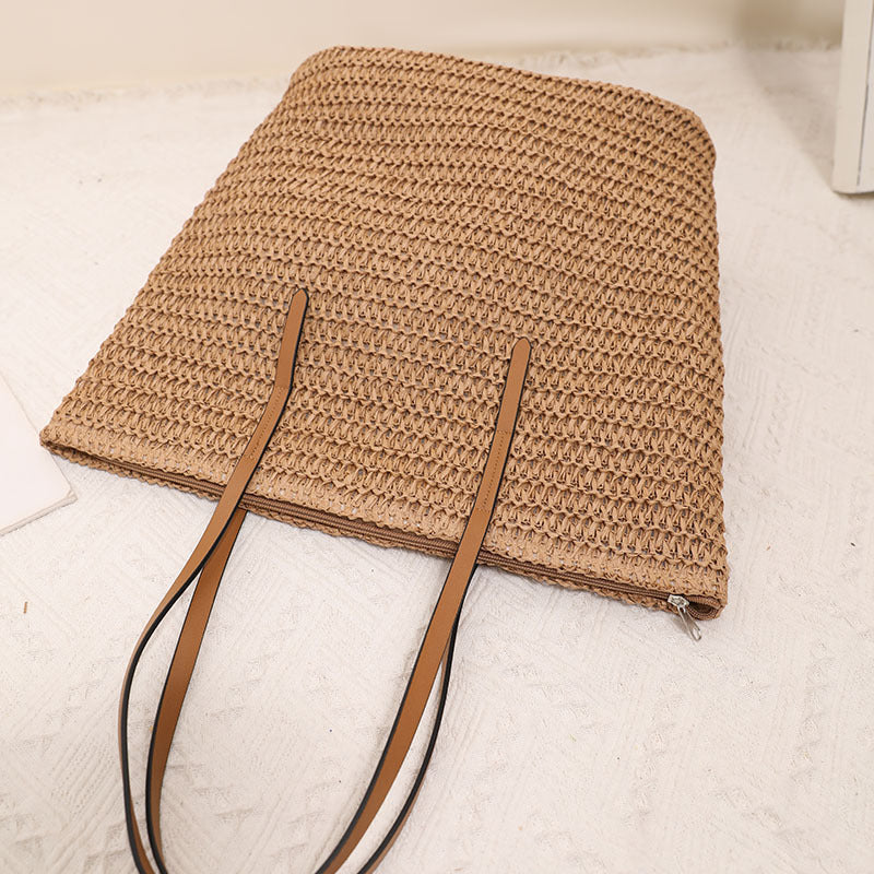 Geflochtener Shopper mit eleganten Ledergriffen Skanto