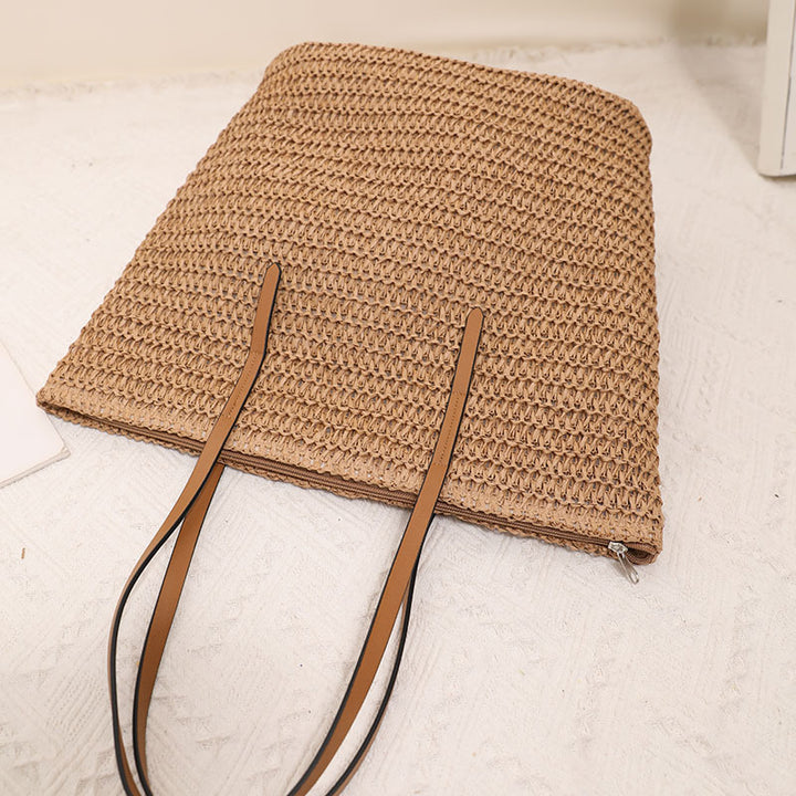 Geflochtener Shopper mit eleganten Ledergriffen Skanto