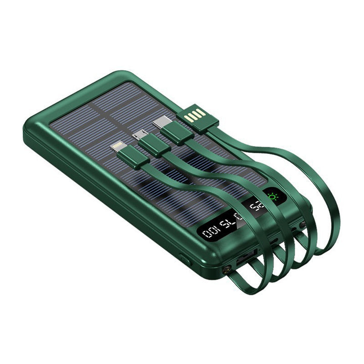 Solarbetriebene Powerbank mit integrierten Ladekabeln Skanto