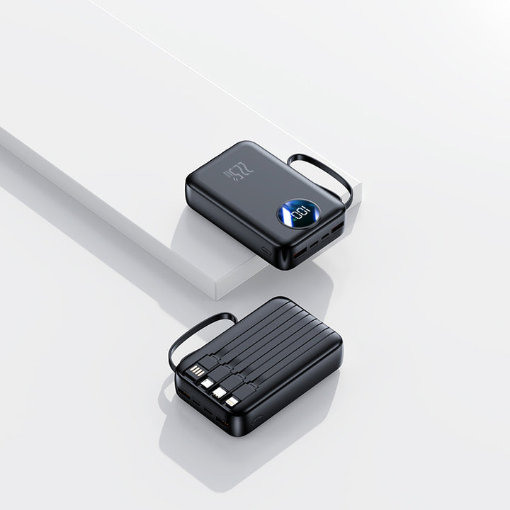 Tragbare Powerbank mit integrierter digitaler Kapazitätsanzeige und flexiblem Kabelmanagement Skanto