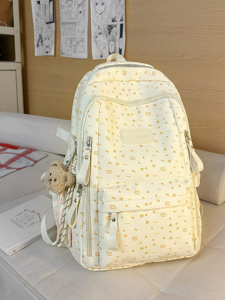 Niedlicher Schulrucksack mit Charakter-Applikationen