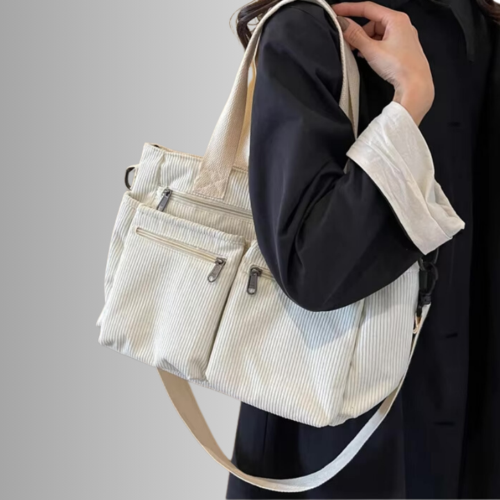 Skanto | Urban Cord Tote Stylische Cord-Schultertasche – Geräumige, praktische & funktionale Alltagstasche