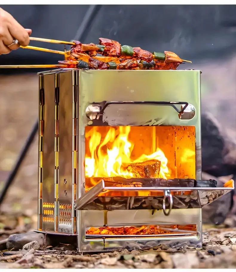 Skanto | Faltbarer Edelstahl-Holzofen – Tragbarer Campingkocher für Outdoor-Kochen