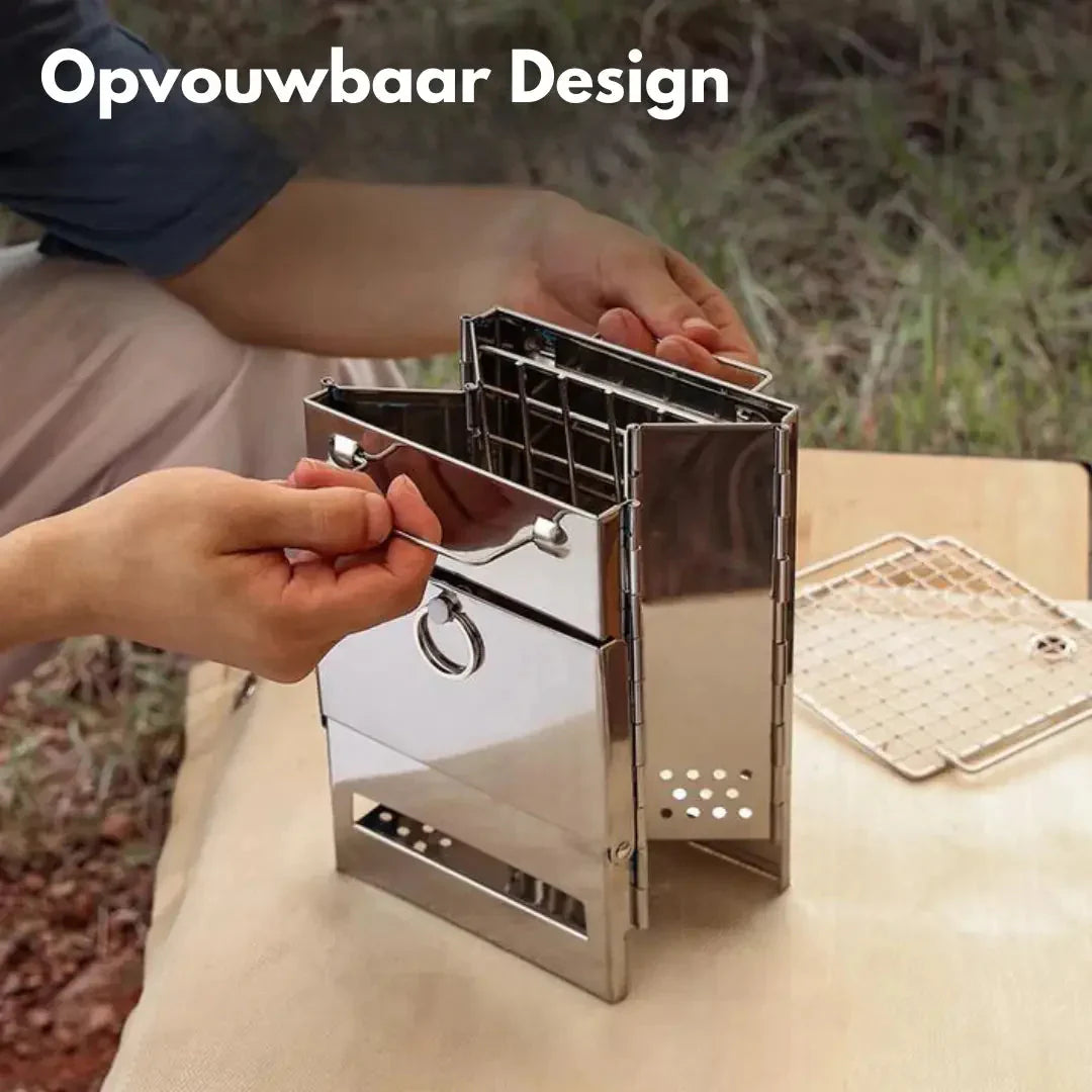 Skanto | Faltbarer Edelstahl-Holzofen – Tragbarer Campingkocher für Outdoor-Kochen
