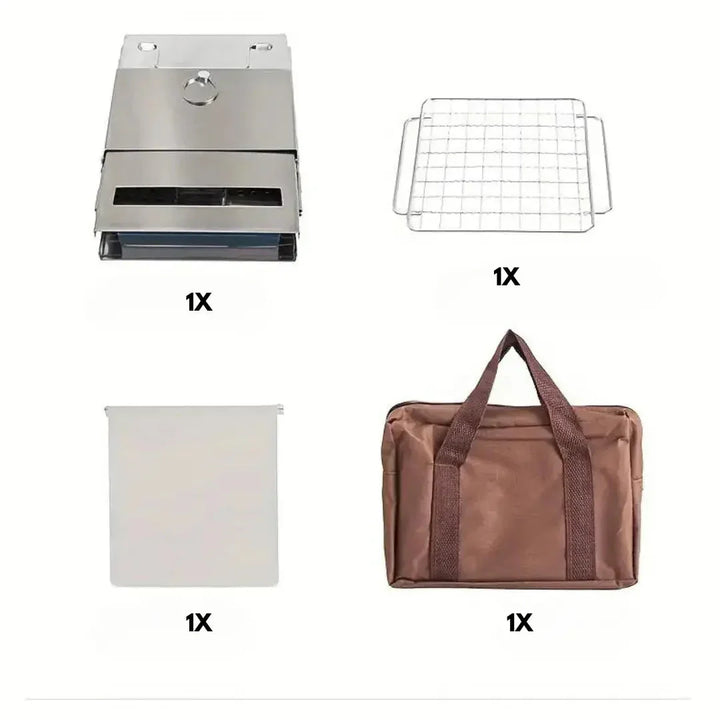 Skanto | Faltbarer Edelstahl-Holzofen – Tragbarer Campingkocher für Outdoor-Kochen
