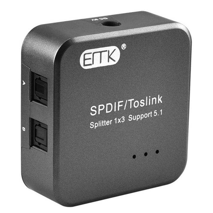Skanto | EMK 1 Eingang 3 Ausgang Digital Optischer Audio SPDIF Toslink Splitter Adapter (Silbergrau)