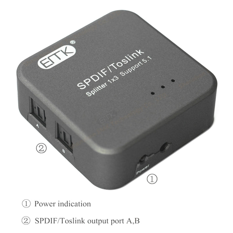 Skanto | EMK 1 Eingang 3 Ausgang Digital Optischer Audio SPDIF Toslink Splitter Adapter (Silbergrau)