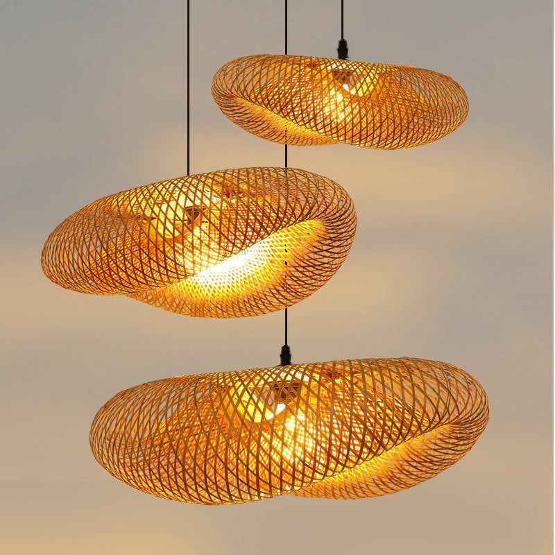 Skanto | Rattan Geflochten Bambus - Pendelleuchte - LED - Licht