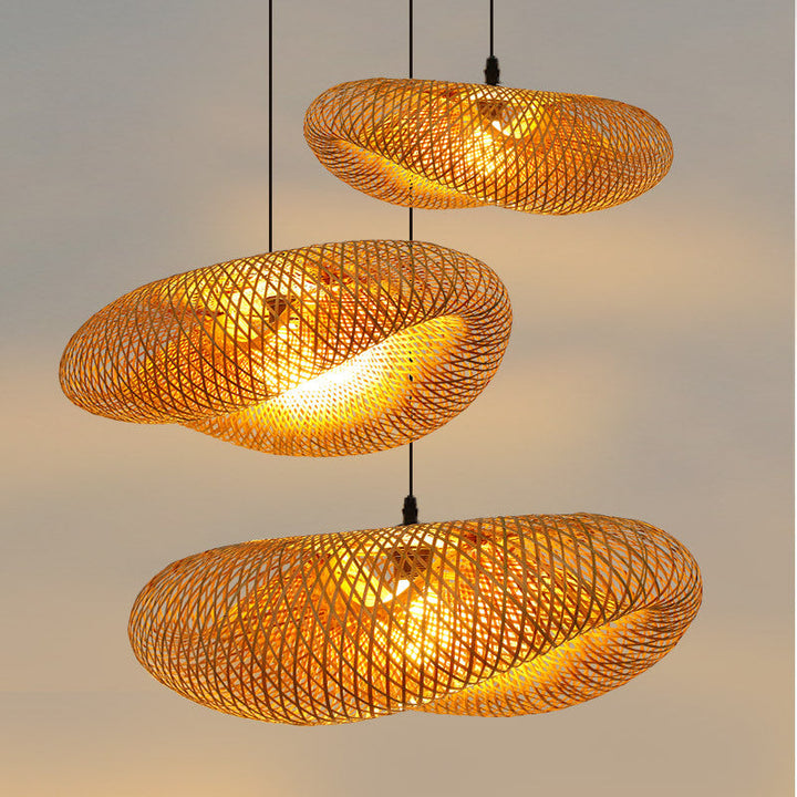 Skanto | Rattan Geflochten Bambus - Pendelleuchte - LED - Licht