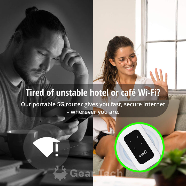 Skanto | Tragbarer 5G Wi-Fi Router | Sichere Hochgeschwindigkeitsverbindung für Reisen und Zuhause