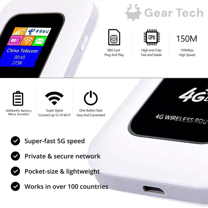 Skanto | Tragbarer 5G Wi-Fi Router | Sichere Hochgeschwindigkeitsverbindung für Reisen und Zuhause