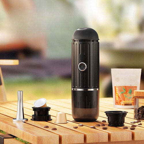 Skanto | Selbstmessende tragbare elektrische Espressomaschine mit USB-C Ladegerät – Kompatibel mit gemahlenem Kaffee & Nespresso Kapseln