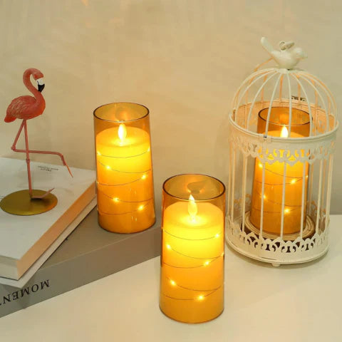 Skanto | LED-Ambient-Kerzenlichter | Realistische Flammenaura, anpassbare Helligkeit & Timer-Einstellungen für Heimdekoration und Veranstaltungen