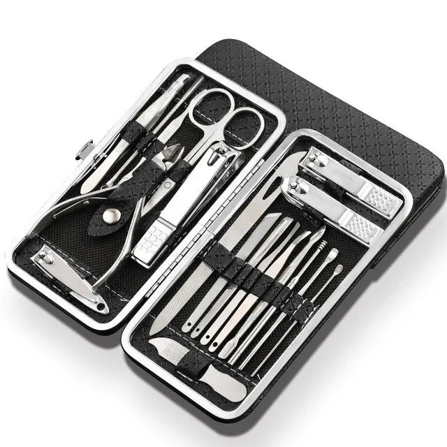 Skanto | LuxeTools 19-teiliges professionelles Nagel- und Fußpflegeset aus Edelstahl