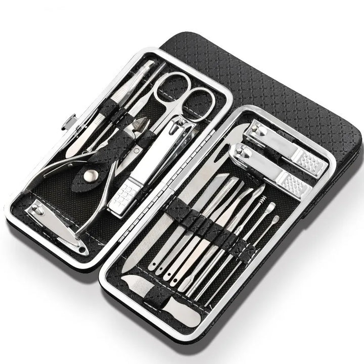 Skanto | LuxeTools 19-teiliges professionelles Nagel- und Fußpflegeset aus Edelstahl