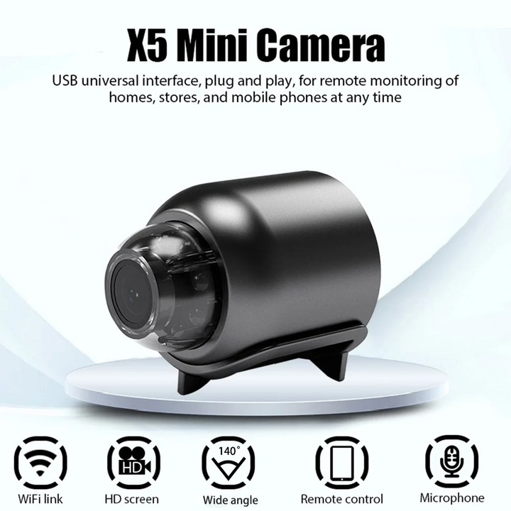 Skanto | Wasserdichte HD Mini-Kamera mit Nachtsicht und Weitwinkelobjektiv IP WiFi 1080P HD 160° Weitwinkel