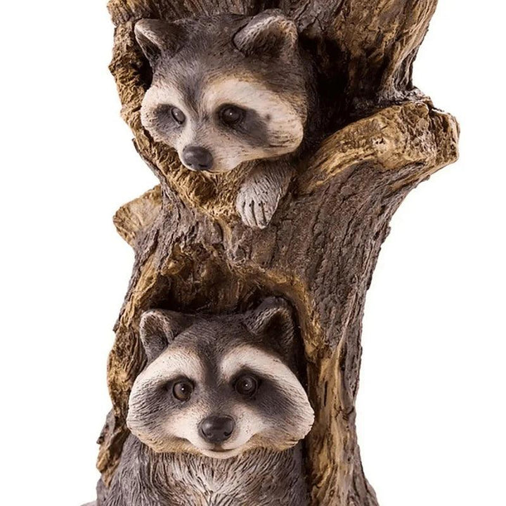 Skanto | Vintage Garten-Vogelbad – Polyresin Waschbär-Design für Outdoor-Charme