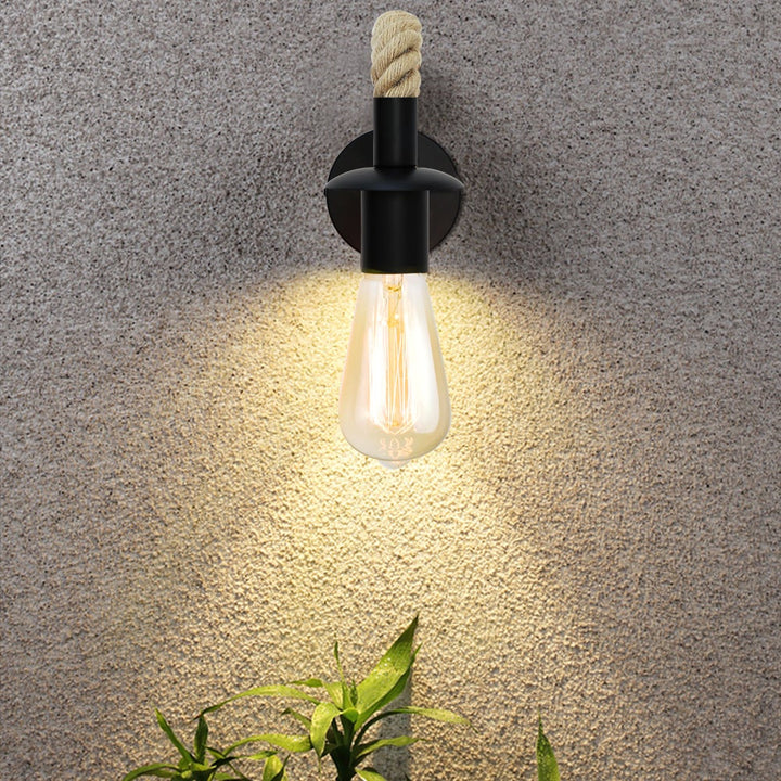 Skanto | Retro Hanfseil Industrie-Loft-Wandlampe