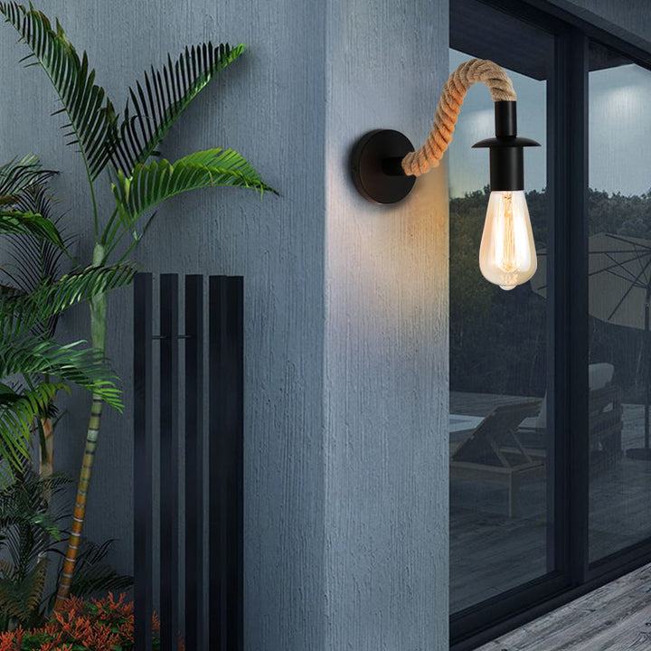 Skanto | Retro Hanfseil Industrie-Loft-Wandlampe