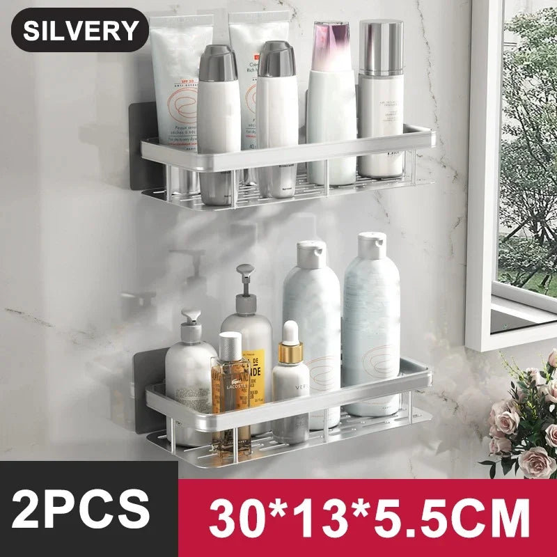 Skanto | Badezimmer-Ablageregal – Eckregal zur Wandmontage ohne Bohren, Duschablage für Toilette und Shampoo-Organizer, Bad-Accessoire