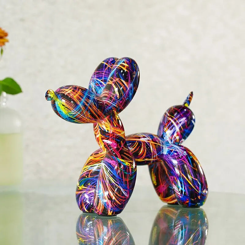 Bunte Ballonhund-Figuren Künstlerische Graffiti-Statuen für Wohnzimmer Couchtisch Süßer trendiger Schmuck für Schreibtischdekoration | Skanto