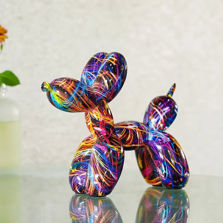 Bunte Ballonhund-Figuren Künstlerische Graffiti-Statuen für Wohnzimmer Couchtisch Süßer trendiger Schmuck für Schreibtischdekoration | Skanto