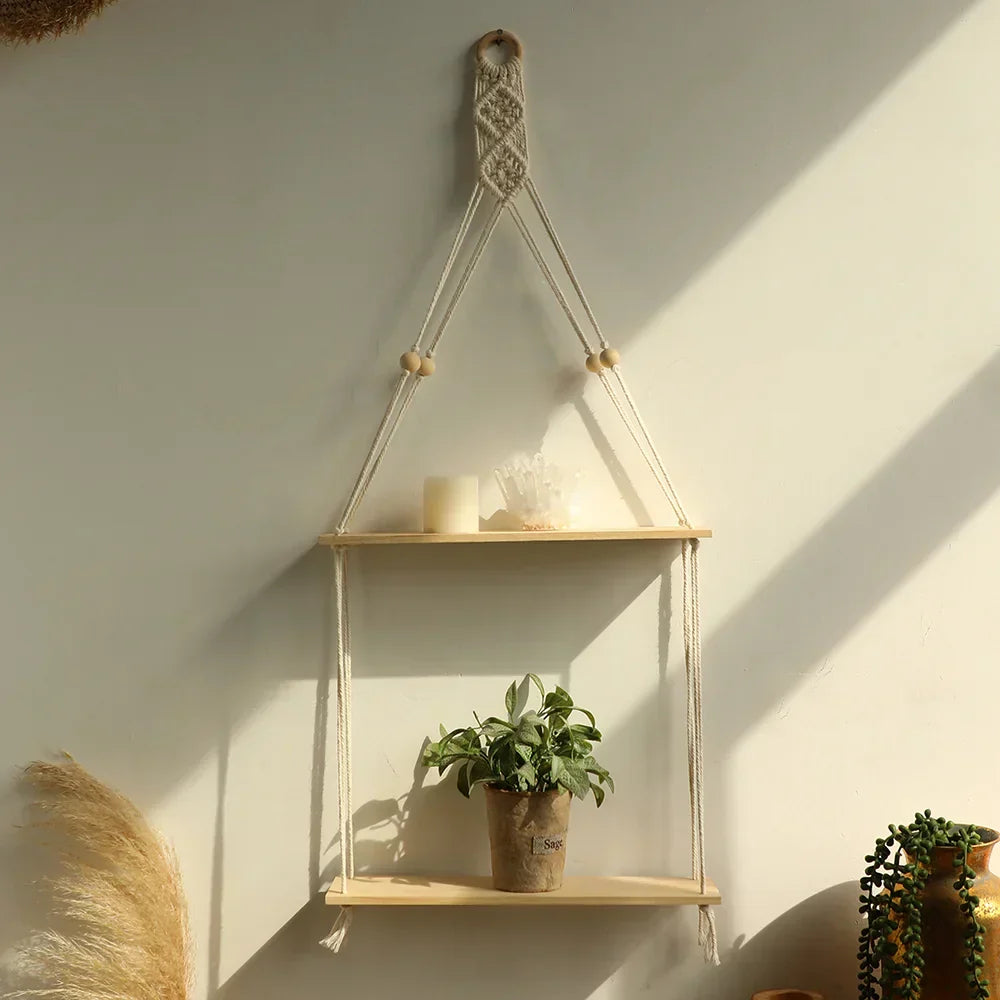 Skanto | Wandregal – Holz – Hängeregale – Boho-Wohndekor – Raumdekoration