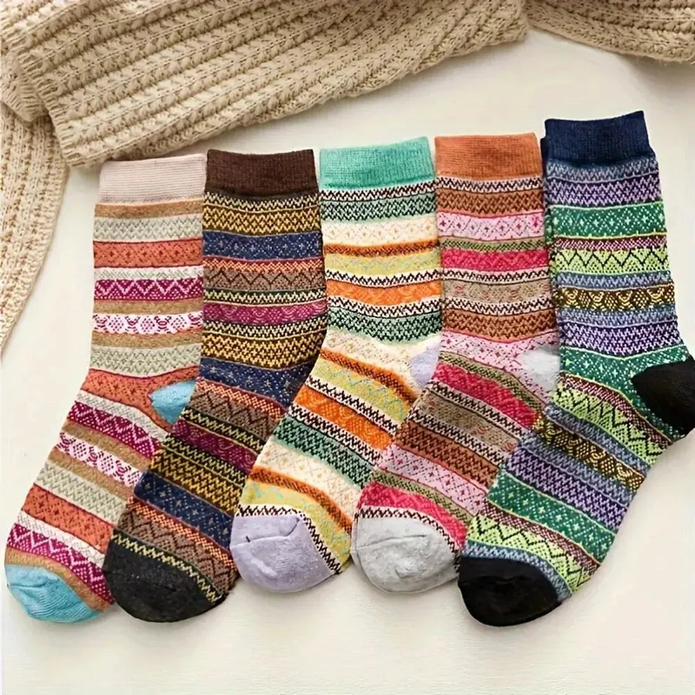 Skanto | Woolina | Damen Wollsocken Set | 5 Paar | Extra dick & warm | Herbst & Winter