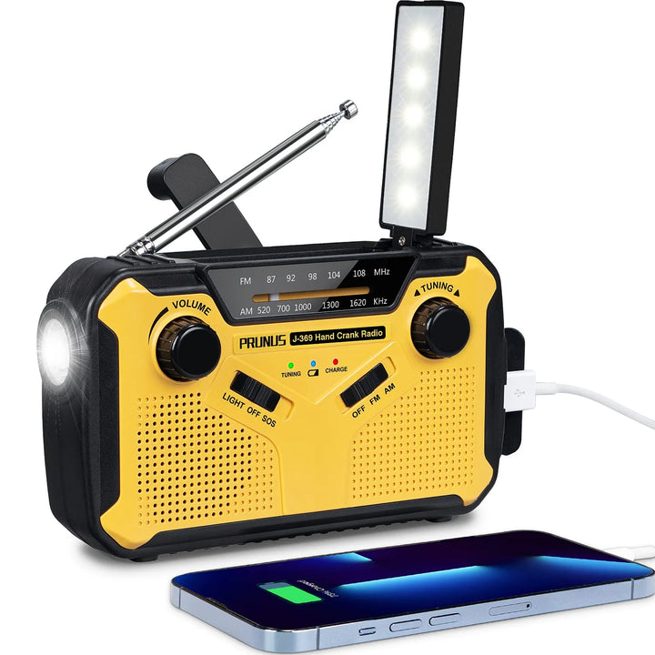Skanto | Notfallradio mit Kurbel und Solar – Tragbares Dynamo-Radio mit Powerbank und LED-Taschenlampe