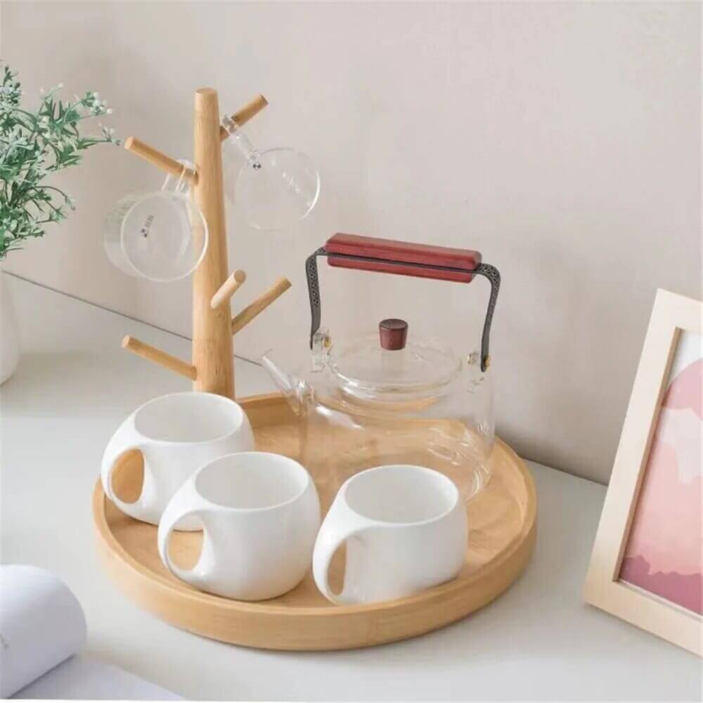 Robuster Tassenhalter aus Holz: Tassenbaum in verschiedenen Formen + Farben