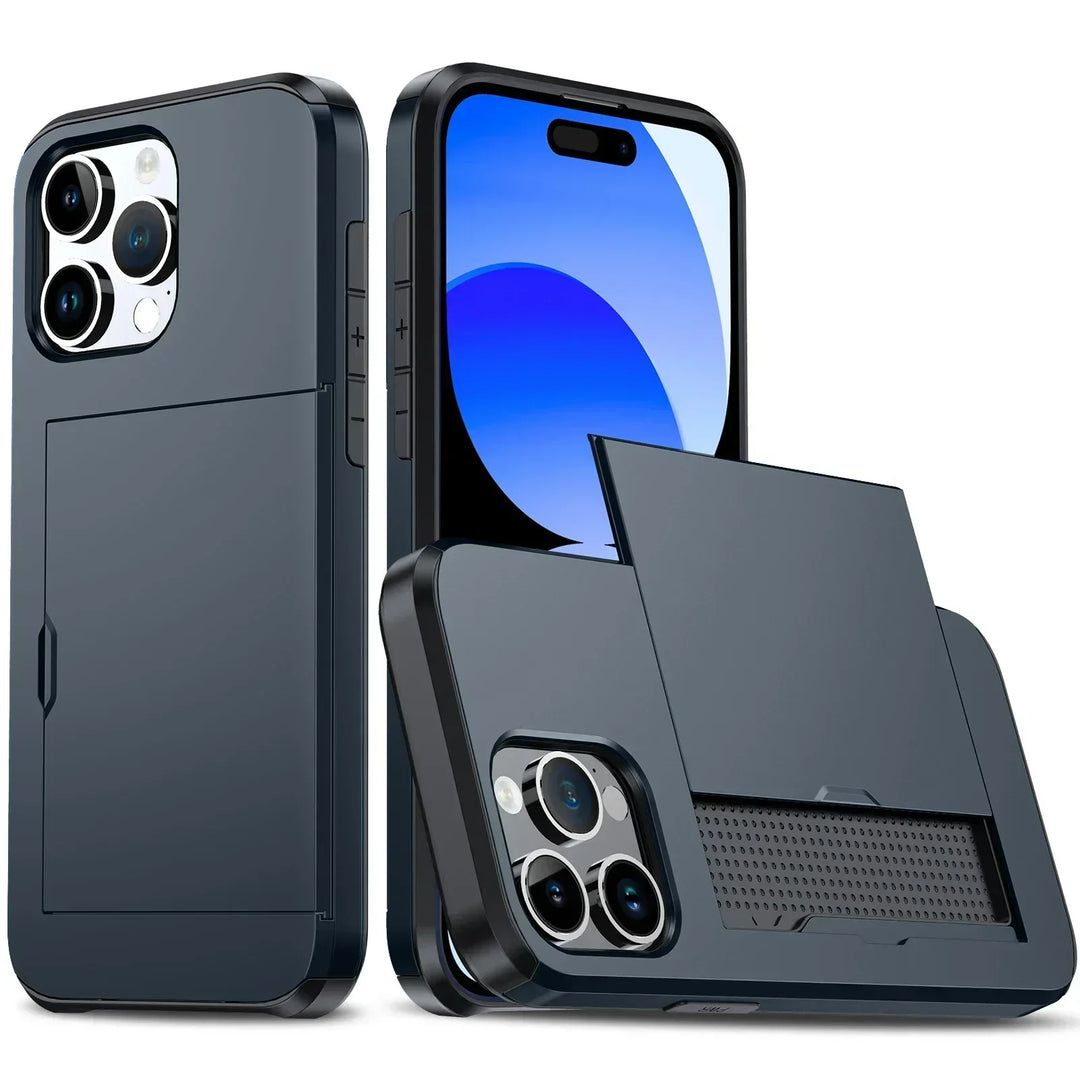 Skanto | LuxShield iPhone Hülle mit Kartenfach | Schlankes Design | Kartenaufbewahrung | Schutz und Stil