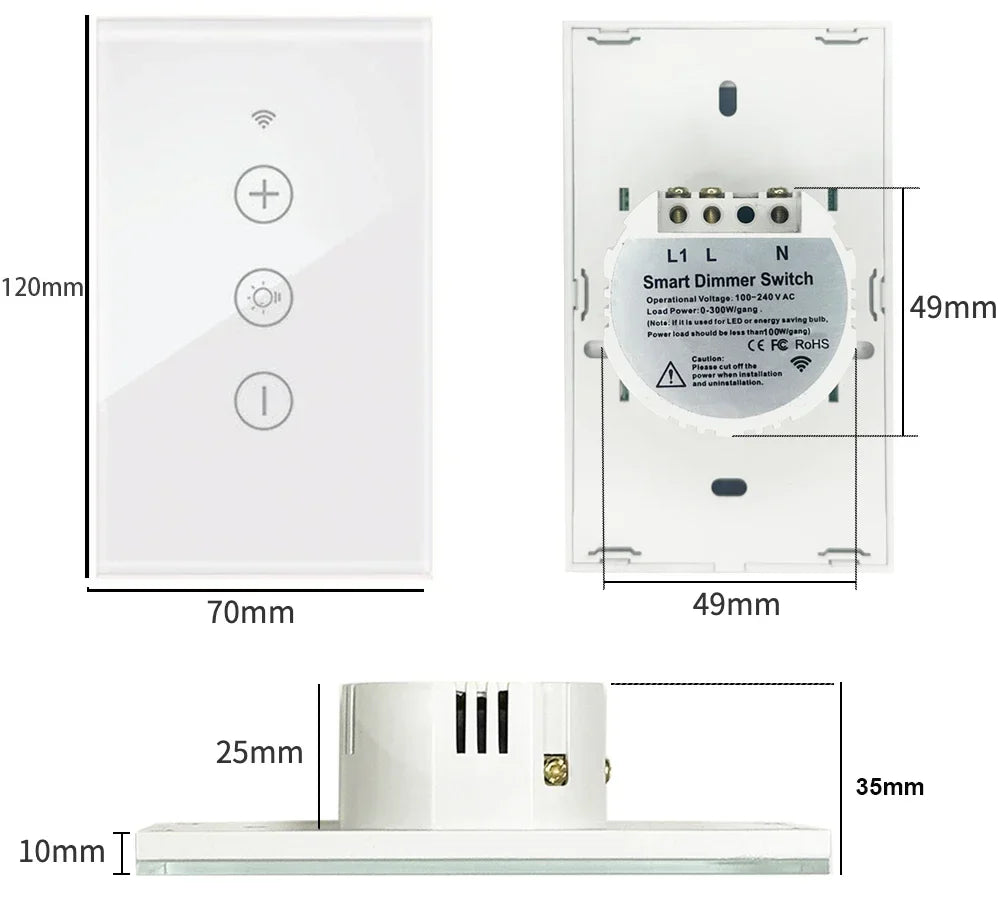 Tuya Smart Licht Wandschalter mit Neutralleiter - WiFi Dimmer Steuerung über SmartLife Google Alexa Apps
