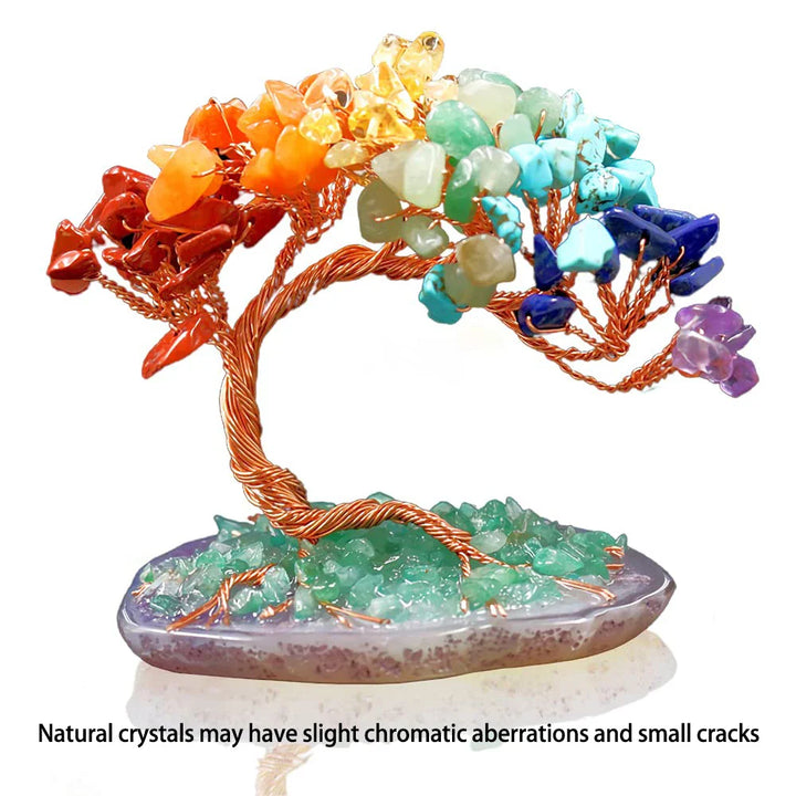 Skanto | AuroraTree Kristallbaum | Natur-Edelsteine | Achat-Basis & Kupferdraht | Feng Shui Glücksbaum 10 cm